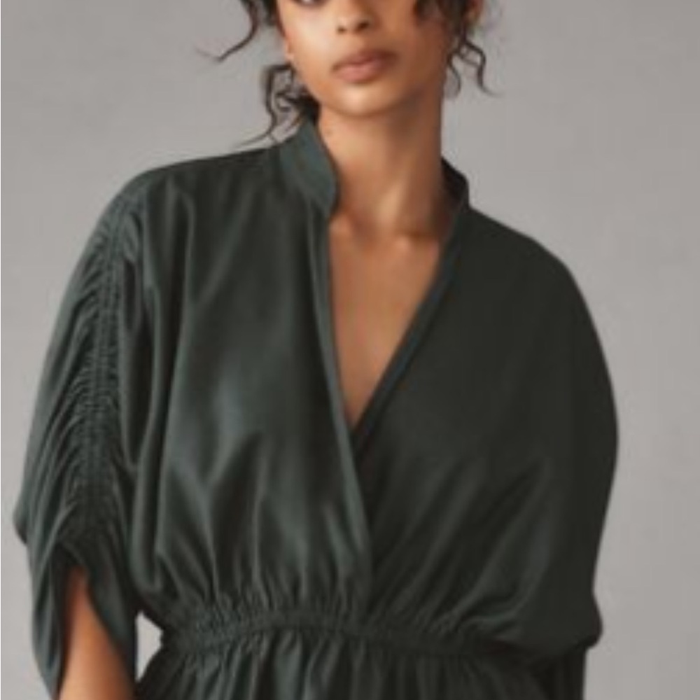 Maeve short-sleeved ruched peplum blouse NWT